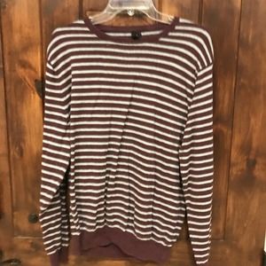 J. Crew Maroon and Gray Striped Large Women Sweater